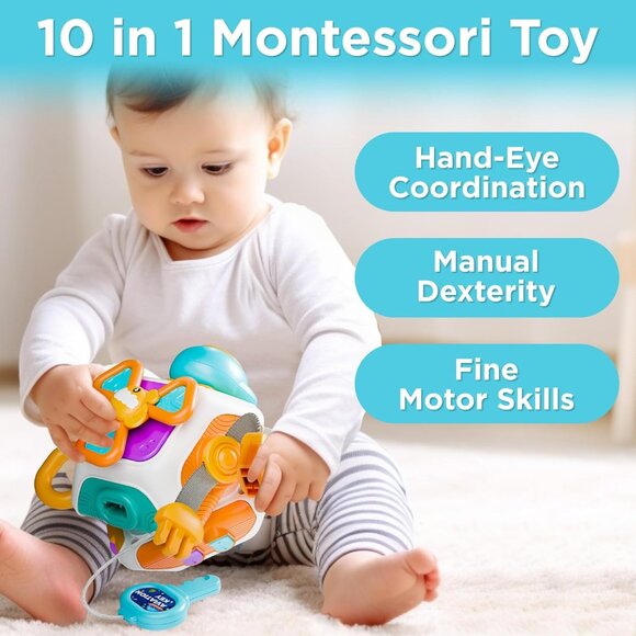 Vibrant 10-in-1 Baby Busy Board - Engaging Sensory Toy for Ages 6-36 Months - Picture 3 of 7